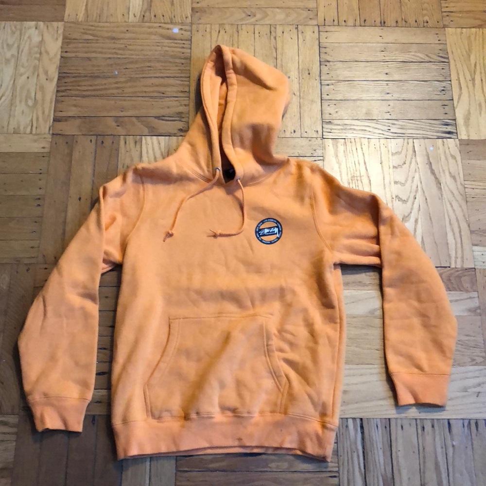 Vibrant Orange Stussy Brand Hoodie